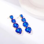 Wagcay Royal Blue Heart Drop Earrings Crystal Heart Earrings For Women Love Heart Crystal Dangle Earrings For Valentine’s Day Mother’s Day Birthday Gift-Royal Blue