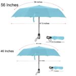 TradMall Travel Umbrella Windproof with 46 Inches Large Canopy 10 Reinforced Fiberglass Ribs Ergonomic Handle Auto Open & Close, Sky Blue