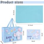 JOHOUSE Baby Gift Bag, Gift Bags with Tissue Paper Ribbon Handle and Greeting Card for Boy Baby Shower Newborn 1st Birthday Gender Reveal Party Blue