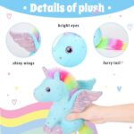 Alayger Plush Unicorn Stuffed Animal Pillows Toy 8.6 inch Cute Soft Blue Angle Unicorn Plushies for Kids