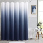 Navy Blue and White Shower Curtains for Bathroom, Ombre Indigo Royal Light Blue ?Cloth Fabric Shower Curtain Set with 12 Hooks Royal Indigo Navy Blue Bathroom Decor 72 x 72