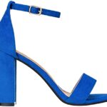 ILLUDE Women’s Open Toe Ankle Strap Chunky Block High Heel – Formal, Wedding, Party Classic Heeled Sandals – Ruby (9, Royal Blue Suede)