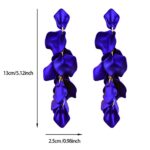 Konikit Long Acrylic Rose Petal Earrings Dangle Exaggerated Flower Earrings Drop Statement Floral Tassel Earrings for Women and Girls(Long Petal Earrings Blue)