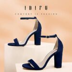 IDIFU Women’s Blue Chunky High Block Pump Heel Sandals Open Toe Ankle Strap Wedding Bride Bridesmaid Prom Dress Shoes