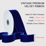 TONIFUL Navy Blue Velvet Ribbon 1-1/2 Inch x 10yds, Vintage Velvet Ribbons, for Christmas Wreath Decoration Handmade Craft Ornaments Gift Wrapping & Bow Making, Valentine’s Day Bouquet Packaging