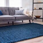 Unique Loom Solid Shag Collection Area Rug (8′ x 10′ Rectangle, Sapphire Blue/ Navy Blue)