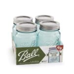 Ball 1440069053 8 Oz Collector’S Edition Aqua Vintage Canning Jar With Lids &, Bands 4 Count, Glass