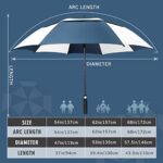ZOMAKE Large Golf Umbrella 68 Inch – Double Canopy Vented Golf Umbrellas for Rain Windproof Automatic Open Golf Push Cart Umbrella Oversize Stick Umbrellas for Men Women(White/Blue)