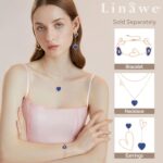 Linawe Blue Choker Necklace for Women Trendy, Heart Pendant Necklace, Rose Gold Long Lover Necklace, Layered Chain Necklace, Preppy Layering Necklace