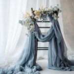 58″ Solid Color Chiffon Fabric Rustic Sheer Bridal Wedding Party Decorations Backdrop, Dusty Blue, 5 Yards