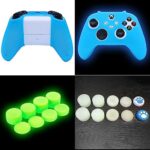 HLRAO Blue Silicone Cover Skin for Xbox Series X/S Controller Glow in The Dark Anti-Slip Soft Rubber Case Protector Accessories Set with 8 Glow in The Dark Thumb Grips Caps + 2 Cute Cat Paw Caps.