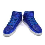 IGxx Glitter Blue Shoes for Men Fashion High Top Casual Sequin Sparkly Sneakers Men’s Bling Shiny