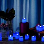 Litake Blue Light Candles, Romantic Blue LED Candles 24 pcs,Flameless White Candles with Blue Flickering Light ,Blue Tealight Votive Candles for Birthday Party Christmas Valentine Halloween Decor