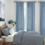 Nanspring Blue Semi Sheer Linen Curtains 84 inch Length for Living Room Back Tab Modern Farmhouse Coastal Decor Stone Dusty Blue Cotton Textured Gauze Curtains for Dining Room Bedroom Blue Grey