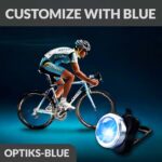OPTIKS-Blue Bike Light: 220 Lumens – USB Rechargeable -10hr Max – Water Resistant – 5 Modes – Blue/Blue Strobe LED – Lights for Bicycles