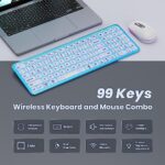 GEODMAER Wireless Keyboard and Mouse with 7 Colors Backlits, Rechargeable 2.4G/Bluetooth Wireless Connection Transparent Keycaps Keyboard and Mouse for PC, Mac, Laptop, iPad, iPhone and Android (Blue)