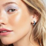 GLOQUAT Blue Huggie Earrings for Women,14k White Gold Plated Vintage Sea Blue Cubic Zirconia Huggies Earrings?Small Hoop Earrings?Mini Gold Huggies Hypoallergenic Sapphire Earrings Jewelry Gifts 10mm