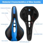MSDADA Gel Bike Seat Mountain Bike Saddle – Comfortable Bicycle Seats with Soft Padded for Men Women Kids – Waterproof Bike Saddles for Mountain Bike, Road Bike, City Bike, Exercise Bike – Blue