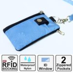 CHENSPRX Minimalist RFID Blocking Small Wallet with ID Window,WaterResistant Zip Id Case Wallet with Lanyard Keychain for Cards,Cash,Travel,Women,Men (Light Blue)