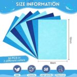 Preboun 50 Pcs Self Adhesive Felt Sheets Felt Fabric Sheet Craft Felt 8″ x 12″ Felt Sheets with Adhesive Backing Felt Pack for Halloween Craft DIY Sewing Patchwork Project Supply (Blue Series)