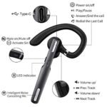 ICOMTOFIT Bluetooth Headset, Wireless Bluetooth Earpiece V5.0 Hands-Free Earphones with Built-in Mic for Driving/Business/Office, Compatible with iPhone and Android (Gray)