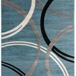 Rugshop Modern Wavy Circles Design Area Rug 7′ 10″ x 10’2″ Blue