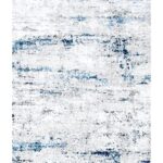 Area Rug Living Room Rugs: 8×10 Large Soft Indoor Carpet Modern Abstract Rug with Non Slip Rubber Backing for Under Dining Table Nursery Home Office Bedroom White Gray Blue