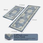 Collive Boho Kitchen Mat, Cushioned Anti Fatigue Kitchen Rug Set 2 Piece Non-Skid Waterproof Kitchen Mats for Floor, Comfort Heavy Duty Standing Mat for Kitchen, Laundry, Office, Desk(Blue)