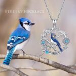 Blue Jay Necklace 925 Sterling Silver Bird Necklace Blue Jay Pendants Bird Gifts for Bird Lovers Women Jewelry Gift