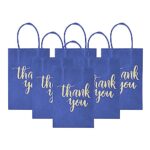 DjinnGlory 100 Pack Small Navy Blue Thank You Paper Gift Goodie Bags with Handles 9×5.5×3.15 Inch for Shopping Birthday Wedding Bridal Baby Shower Graduation 2024 Party Favors