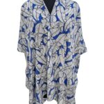 Elu ? Kimonos for Women – Beach Coverup Cardigan Poncho Ruanas Swimsuits and Plus Size Long Summer Swim Cover up Valentines Day Gift for her (Visc Blue White Leaf New