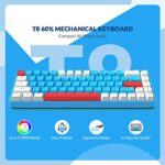 ZIYOU LANG RK-T8 Wired 65% Mechanical Gaming Keyboard with RGB LED Backlit Anti-ghosting TKL Mini 68 Key Custom Coiled C to A Cable Tactile Blue Switch for PS4 PS5 Xbox PC Mac Gamer(White/Blue/Red)