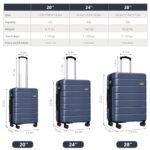 Keytang Light Weight Hardside Expandable Luggge Spinner Wheels Luggage Suitcase W/TSA Lock, Navy Blue, 3 Piece Set