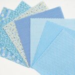 Pofik 7 pcs/lot Quilting Fabric Bundles,100% Cotton Fat Quarters Printed Craft Fabric, 20 x 20 inches (50cm x 50cm) Precut Squares Sheets for Patchwork DIY Craft Sewing (Blue)