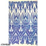 Ice Fabrics Damask Sequin lace Fabric by the Yard – Sequin Embroidery Design on 4-Way Stretch Spandex Mesh Fabric for Prom Dress, Wedding Gown, Costumes & More – Royal Blue on Blue Mesh