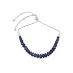 Blue Kyanite Bracelet, 10 Inch, Sterling Silver Slider With Natural Blue Kyanite Graduated Bead Faceted Rondelles, Adjustable Bracelet, Beads Silver Jewelry