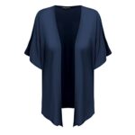 Urban CoCo Women’s Lightweight Short Sleeve Kimono Cardigan Casual Cover Ups (Navy Blue, L)
