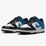 Nike Dunk Low Big Kids’ Shoes (DH9765-104, Summit White/Black/White/Industrial Blue) Size 5