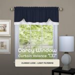 Soft Window Darcy Curtain Valance, Navy & White – 58 Inch Width, 14 Inch Length, 1.5 Inch Rod Pocket – Light Filtering Valance for Kitchen and Bathroom by Achim Home Decor