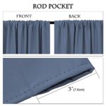 PONY DANCE Blackout Window Curtains – Blue Haze Drapes Rod Pocket Thermal Panels Solid Short Curtain Shades Light Block for Kitchen/Bathroom/Bedroom, 42 inch Wide by 45 in Long, 2 PCs