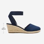 DREAM PAIRS Women’s Navy Closed Toe Elastic Ankle Strap Espadrilles Wedge Sandals Size 8 M US Amanda-1