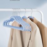 SONGMICS Velvet Hangers 50 Pack, Non-Slip Clothes Hangers, Suit Hangers with Shoulder Notches, Pants Bar, 360° Swivel Hook, Space-Saving, for Closet, Pale Blue UCRF029Q05