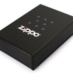 Zippo Lighter: Engraved Zippo Logo with Border – Navy Blue Matte 81429