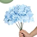 Auihiay 18 Pieces Hydrangea Artificial Flowers Silk Hydrangea Flowers Heads with Stems for Home, Garden, Wedding, Baby Shower, Party Decorations (Blue)