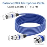 Rivama XLR Cables – 1 Pack 6 Feet Blue Balanced Microphone Cables 3 Pin Male to Female XLR Cable Mic Cord for Mixers,Microphones,Speakers