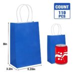 Moretoes 110pcs Blue Gift Bags 5.25×3.2×8 Inches Kraft Paper Bags Small Paper Gift Bags with Handles Bulk, Retail Bags for Small Business, Shopping, Merchandise, Birthday Wedding Party Favor Bags