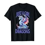 Just A Girl Who Loves Dragons, Women Girl Blue Dragon T-Shirt