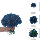 Kimura’s Cabin Artificial Flowers Silk Hydrangea Chrysanthemum Ball Flowers Arrangements Bouquets 21Pcs for Home Dining Table Core Party Wedding Decoration (Navy Blue, Pack of 21)