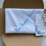 MKISHINE Something Blue Wedding Gift Embroidered Handkerchief, Happy Tears Wedding Handkerchief, Wedding Day Bride Gift, Something Blue Angel Gift, Bridal Shower Gift