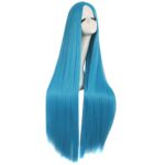 MapofBeauty 40 Inch/ 100 cm Carve Long Straight Cosplay Wig Anime Costume Party Wig (Cyan Blue)